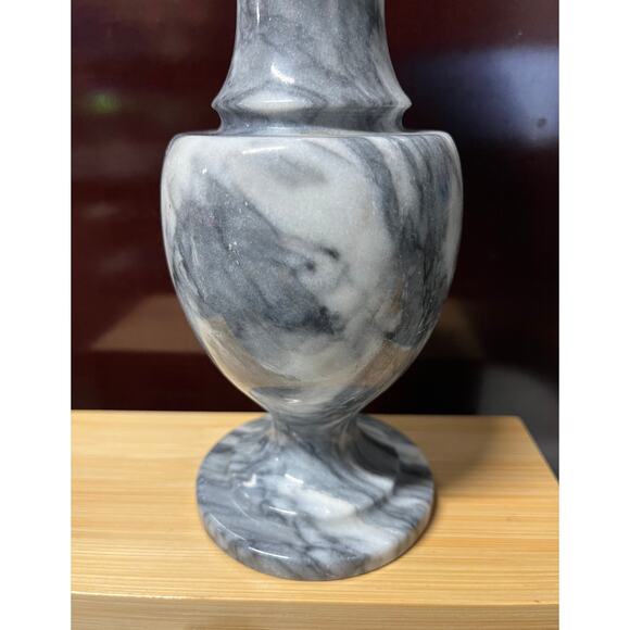 Vintage Gray And White Marble Flower Home Decor Vase 8" - Picture 4 of 10